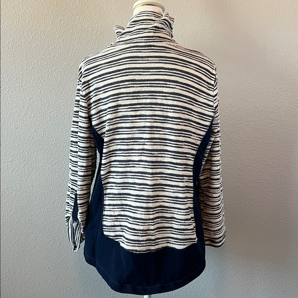 Ruby Rd Textured Striped Quarter Zip Blue Size Medium - Picture 3 of 9